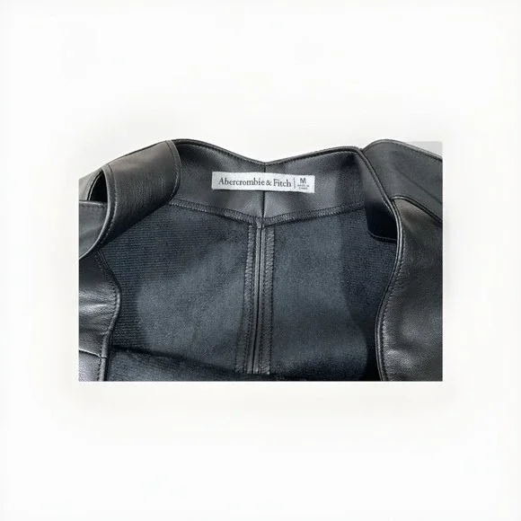 Abercrombie & Fitch Black Faux Leather Sleeveless Mini Dress Size Medium - Picture 4 of 8